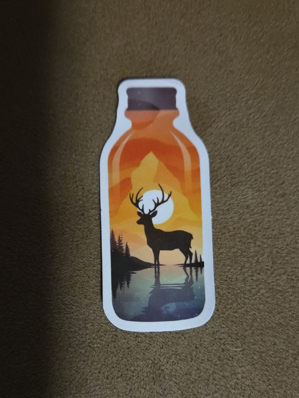 Deer Silhouette Sunset Bottle Sticker